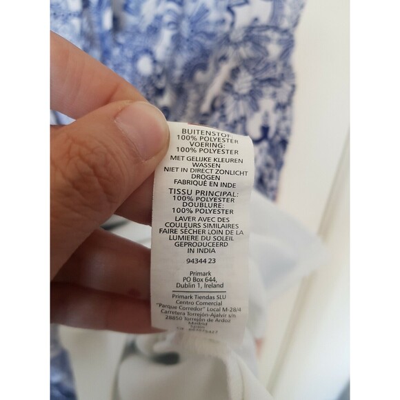 Atmosphere Women  Dress Size 4 Blue White Cap Sleeve Button Half Way Front Tied - Picture 10 of 12